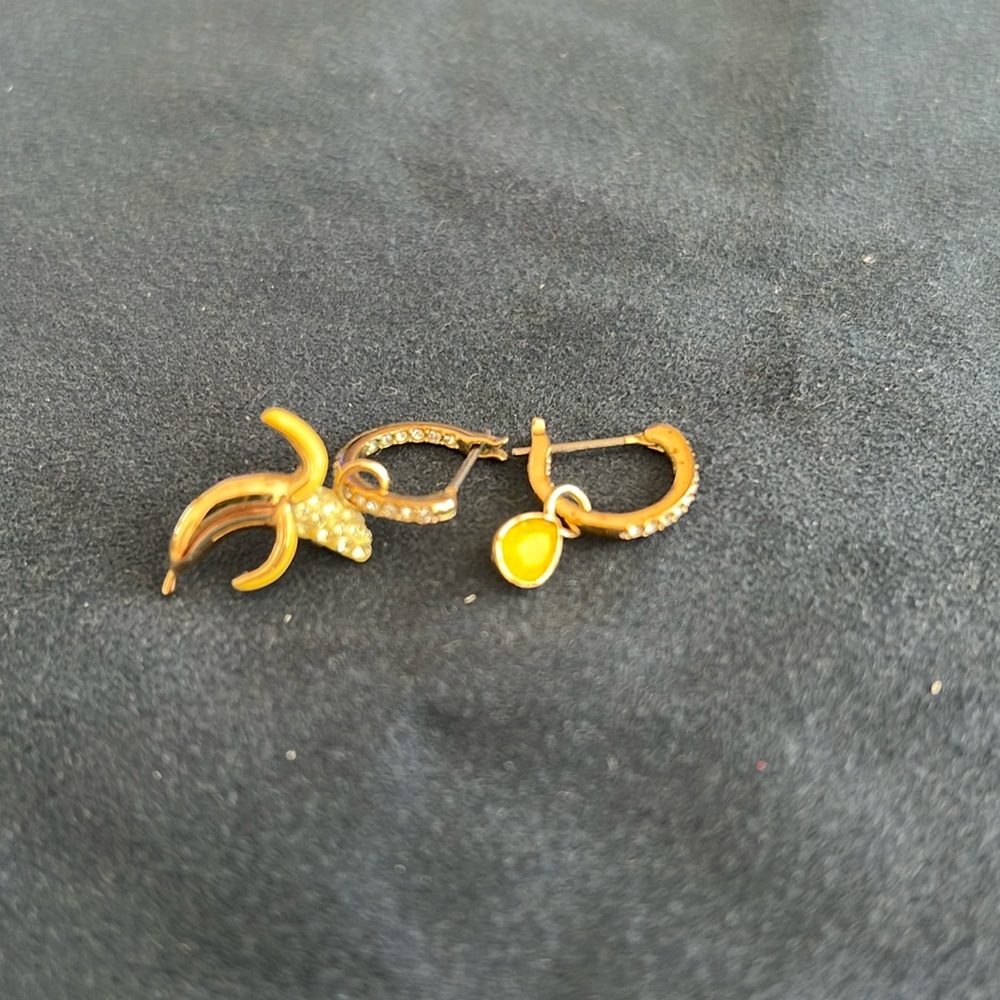 Swarovski Banana Charm Small Hoops Earrings